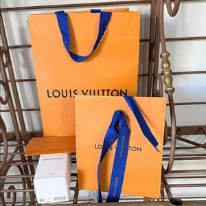 Louis Vuitton Orange Bags with Blue Handles